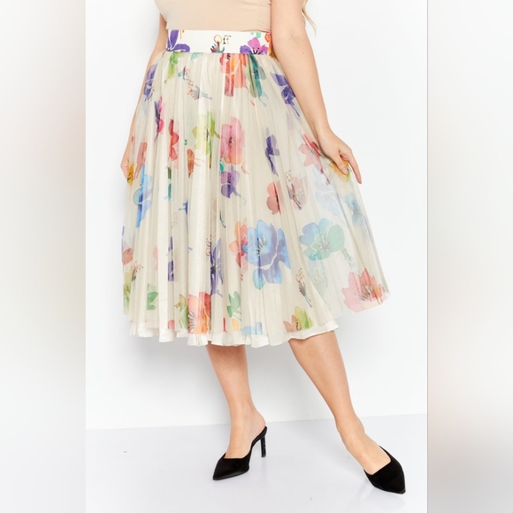 19. NWT OFF-WHITE FLORAL PLEATED SKIRT IT 42 / US MEDIUM/ 6 - Picture 6 of 16